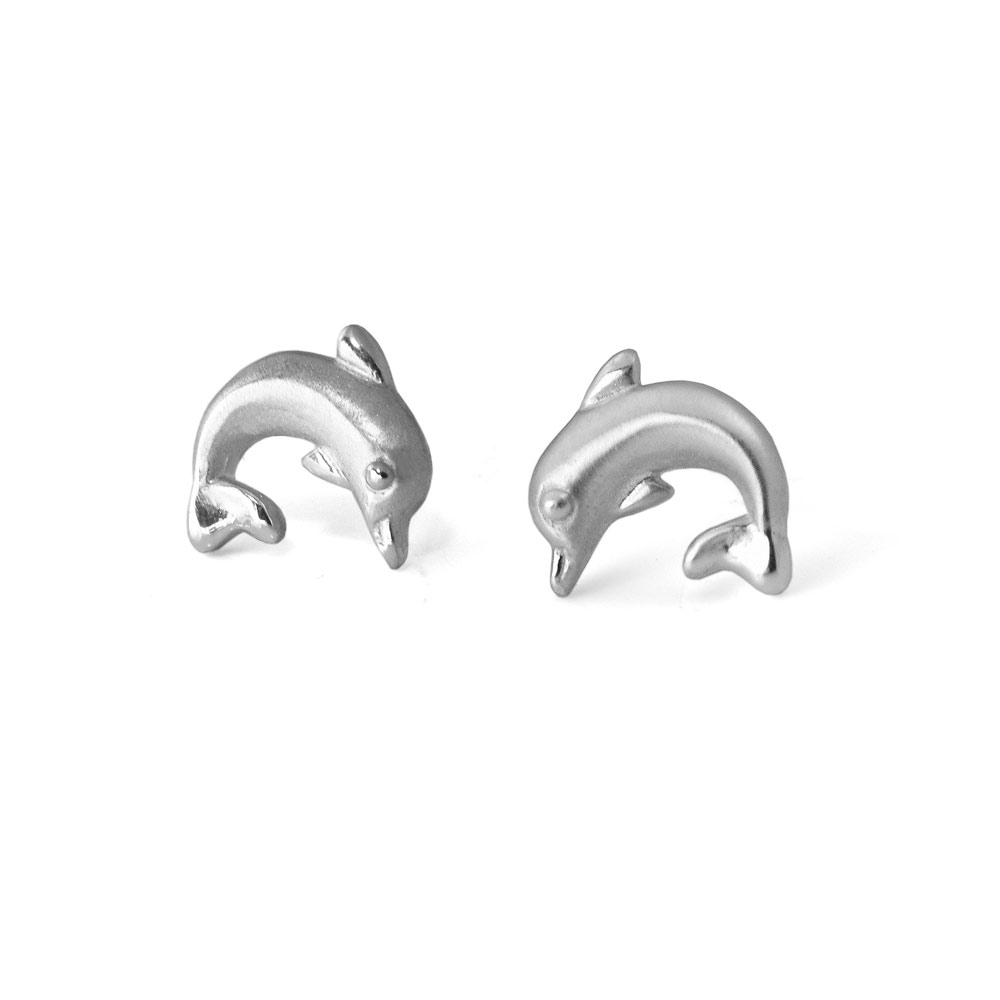 Sterling Silver 20x12mm Small Dolphin Porpoise & Baby Studs Earrings!