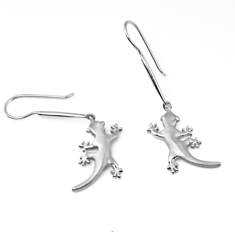 silver lizard earrings